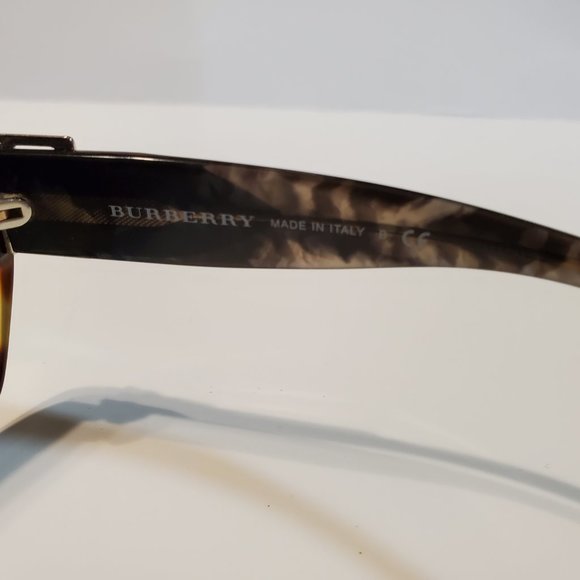 Burberry Tortoise Multicolor Black Frame Gray Lens Buckle Italy Sunglasses